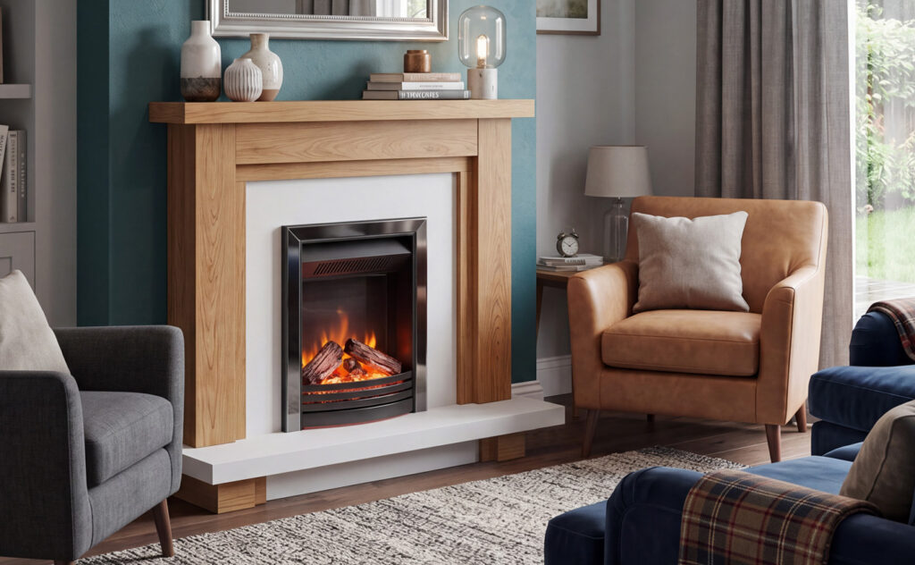 Lifestyle image of TRENT Breeze mantel by Evonic Fires