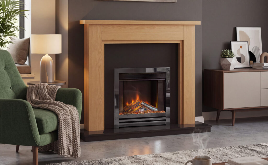 Chimenea eléctrica encastrable C2 Stanway de 22" con embellecedor de níquel
