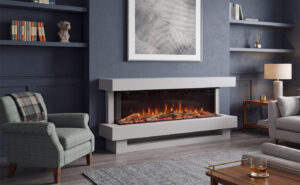 Angled view of Hawkesbury 1800 electric fire suite