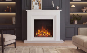 Head-On shot of the Kingham 650 fire installed into surround